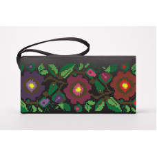 КЛ099хЧ1301 Барвиста вишиванка Заготовка для вишивки - Клатч Буковинська сучасна 21x13 см батист, чорний