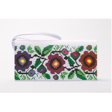 КЛ099лБ1301k Барвиста вишиванка Набір для вишивки бісером - Клатч Буковинська сучасна 21x13 см льон, білий