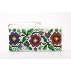 КЛ099шМ1301i Барвиста вишиванка Набір для вишивки друкованим хрестиком - Клатч Буковинська сучасна 21x13 см шовк, бежевий