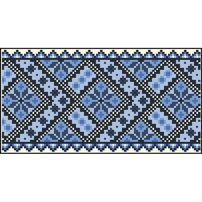 КЛ101дБ1301i Барвиста вишиванка Набір для вишивки друкованим хрестиком - Клатч Небесна блакить 21x13 см домоткане полотно, білий