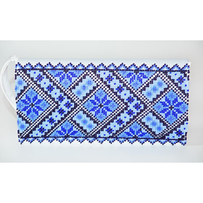 КЛ101дБ1301i Барвиста вишиванка Набір для вишивки друкованим хрестиком - Клатч Небесна блакить 21x13 см домоткане полотно, білий
