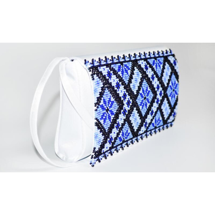 КЛ101дБ1301i Барвиста вишиванка Набір для вишивки друкованим хрестиком - Клатч Небесна блакить 21x13 см домоткане полотно, білий