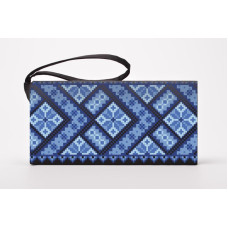 КЛ101дЧ1301i Барвиста вишиванка Набір для вишивки друкованим хрестиком - Клатч Небесна блакить 21x13 см домоткане полотно, чорний