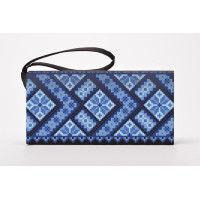 КЛ101дЧ1301k Барвиста вишиванка Набір для вишивки бісером - Клатч Небесна блакить 21x13 см домоткане полотно, чорний