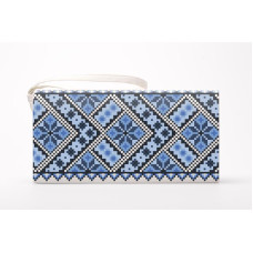 КЛ101лМ1301i Барвиста вишиванка Набір для вишивки друкованим хрестиком - Клатч Небесна блакить 21x13 см льон, бежевий