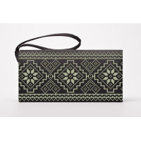 КЛ106дЧ1301k Барвиста вишиванка Набір для вишивки бісером - Клатч Мережка 21x13 см домоткане полотно, чорний