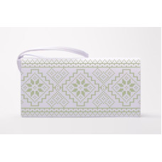 КЛ106лБ1301i Барвиста вишиванка Набір для вишивки друкованим хрестиком - Клатч Мережка 21x13 см льон, білий