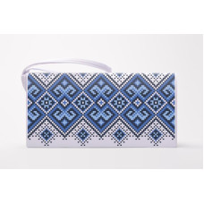 КЛ107кБ1301k Барвиста вишиванка Набір для вишивки бісером - Клатч Берегиня 21x13 см атлас, білий