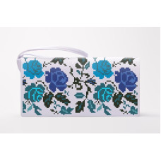 КЛ111шБ1301 Барвиста вишиванка Заготовка для вишивки - Клатч Лазурова 21x13 см шовк, білий