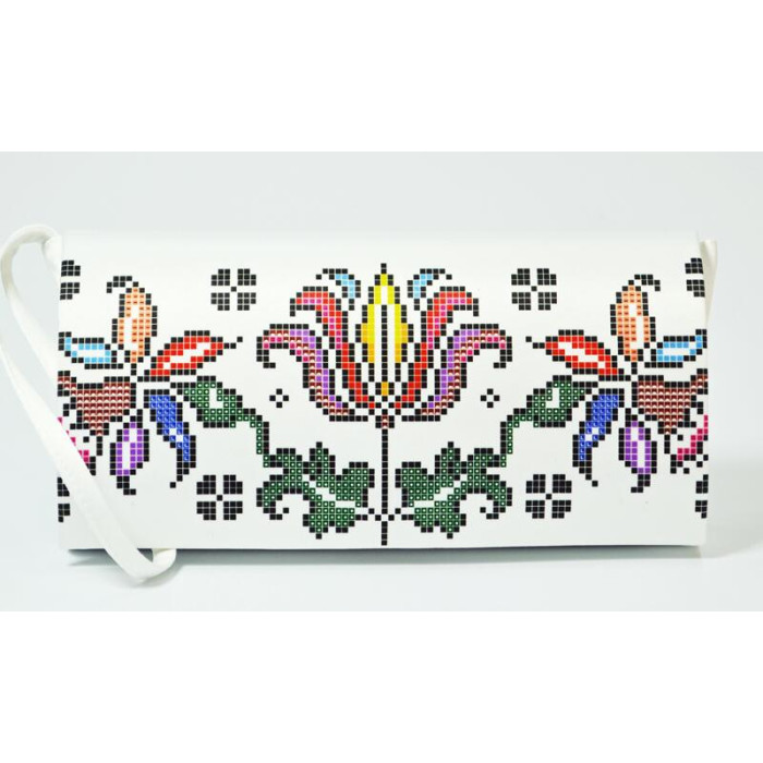 КЛ112пБ1301i Барвиста вишиванка Набір для вишивки друкованим хрестиком - Клатч Дерево життя 21x13 см габардин, білий