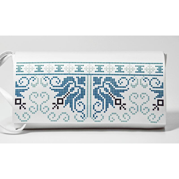 КЛ116дБ1301i Барвиста вишиванка Набір для вишивки друкованим хрестиком - Клатч Ніжний орнамент 21x13 см домоткане полотно, білий