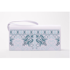 КЛ116лБ1301i Барвиста вишиванка Набір для вишивки друкованим хрестиком - Клатч Ніжний орнамент 21x13 см льон, білий