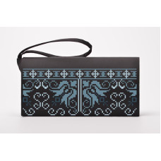 КЛ116шЧ1301k Барвиста вишиванка Набір для вишивки бісером - Клатч Ніжний орнамент 21x13 см шовк, чорний