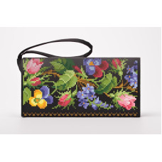 КЛ117кЧ1301i Барвиста вишиванка Набір для вишивки друкованим хрестиком - Клатч Колоритні братки 21x13 см атлас, чорний