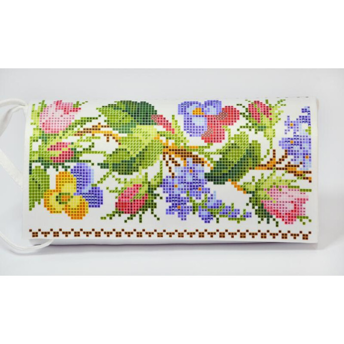 КЛ117пБ1301i Барвиста вишиванка Набір для вишивки друкованим хрестиком - Клатч Колоритні братки 21x13 см габардин, білий