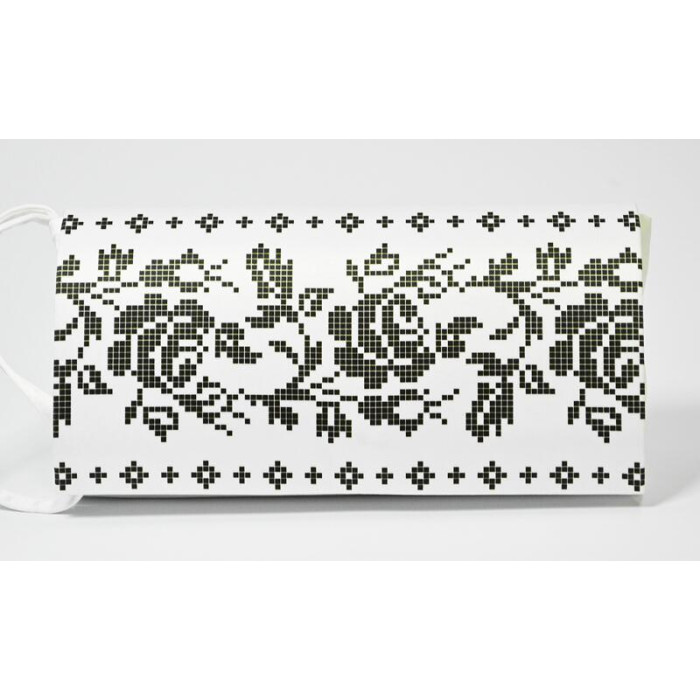 КЛ118дБ1301i Барвиста вишиванка Набір для вишивки друкованим хрестиком - Клатч Сокальська троянда 21x13 см домоткане полотно, білий