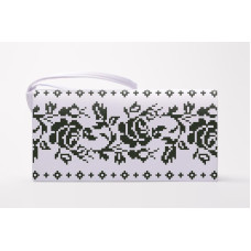 КЛ118кБ1301k Барвиста вишиванка Набір для вишивки бісером - Клатч Сокальська троянда 21x13 см атлас, білий