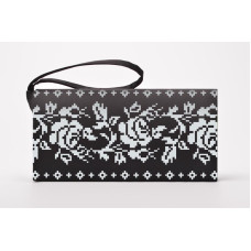 КЛ118лЧ1301k Барвиста вишиванка Набір для вишивки бісером - Клатч Сокальська троянда 21x13 см льон, чорний