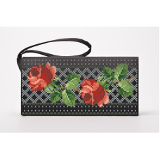 КЛ119хЧ1301 Барвиста вишиванка Заготовка для вишивки - Клатч Трояндове мереживо 21x13 см батист, чорний