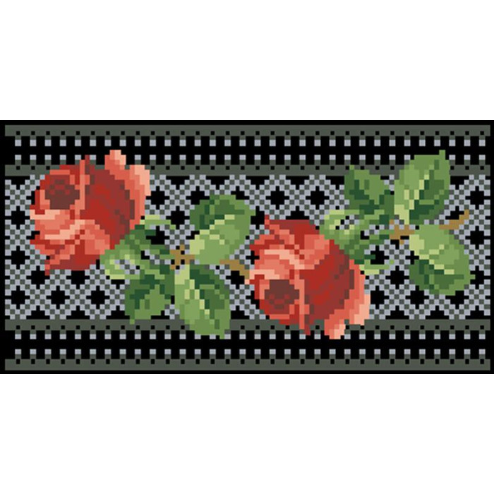 КЛ119шЧ1301i Барвиста вишиванка Набір для вишивки друкованим хрестиком - Клатч Трояндове мереживо 21x13 см шовк, чорний