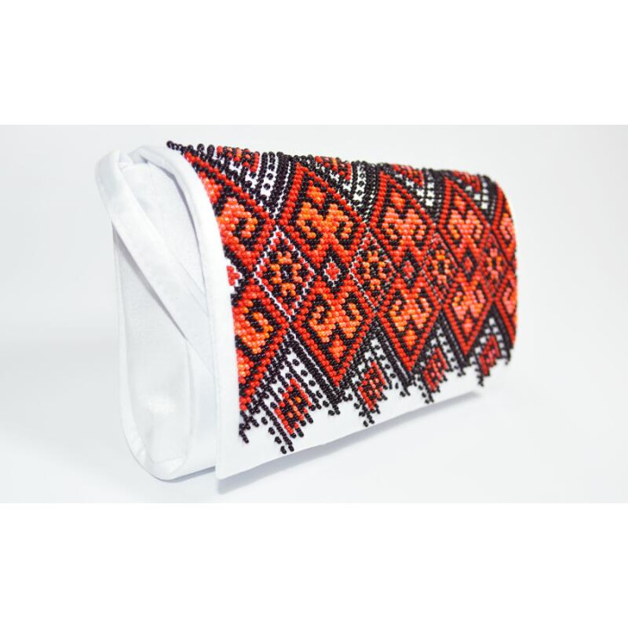 КЛ120пБ1301i Барвиста вишиванка Набір для вишивки друкованим хрестиком - Клатч Берегиня 21x13 см габардин, білий