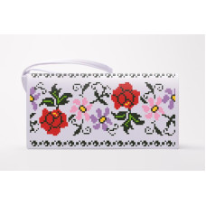 КЛ121кБ1301k Барвиста вишиванка Набір для вишивки бісером - Клатч Калина 21x13 см атлас, білий