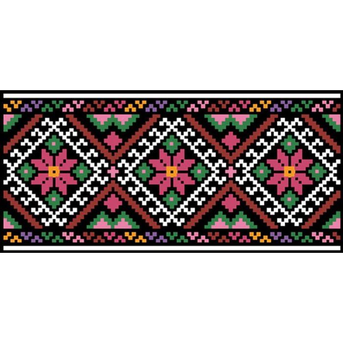 КЛ122дЧ1301i Барвиста вишиванка Набір для вишивки друкованим хрестиком - Клатч Борщівська 21x13 см домоткане полотно, чорний