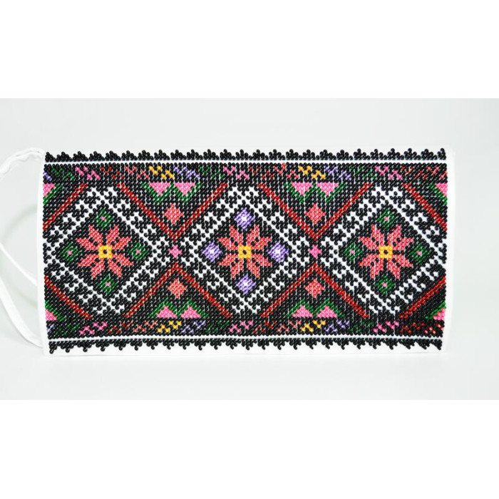 КЛ122кБ1301i Барвиста вишиванка Набір для вишивки друкованим хрестиком - Клатч Борщівська 21x13 см атлас, білий