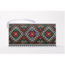 КЛ122лБ1301k Барвиста вишиванка Набір для вишивки бісером - Клатч Борщівська 21x13 см льон, білий