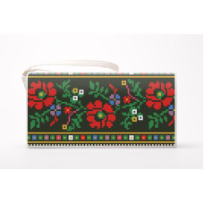 КЛ123кБ1301i Барвиста вишиванка Набір для вишивки друкованим хрестиком - Клатч Борщівська 21x13 см атлас, білий