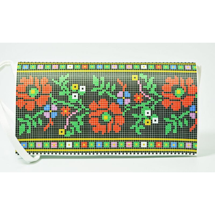 КЛ123шБ1301i Барвиста вишиванка Набір для вишивки друкованим хрестиком - Клатч Борщівська 21x13 см шовк, білий