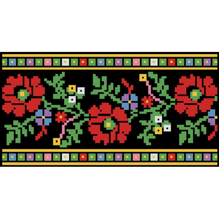 КЛ123шЧ1301i Барвиста вишиванка Набір для вишивки друкованим хрестиком - Клатч Борщівська 21x13 см шовк, чорний