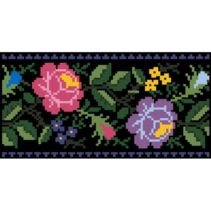 КЛ124шЧ1301i Барвиста вишиванка Набір для вишивки друкованим хрестиком - Клатч Одеська троянда 21x13 см шовк, чорний