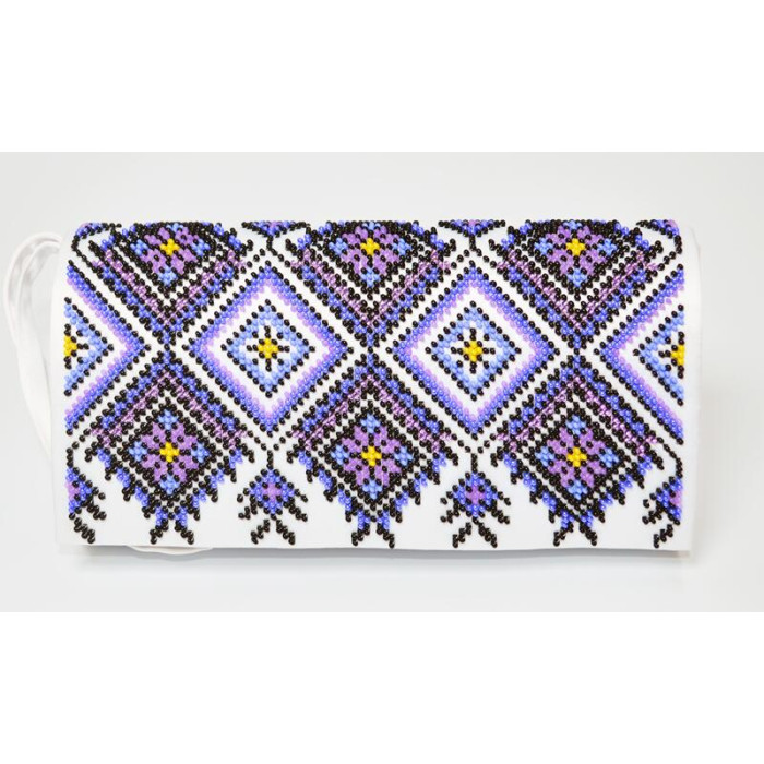 КЛ125пБ1301i Барвиста вишиванка Набір для вишивки друкованим хрестиком - Клатч Загадкова 21x13 см габардин, білий