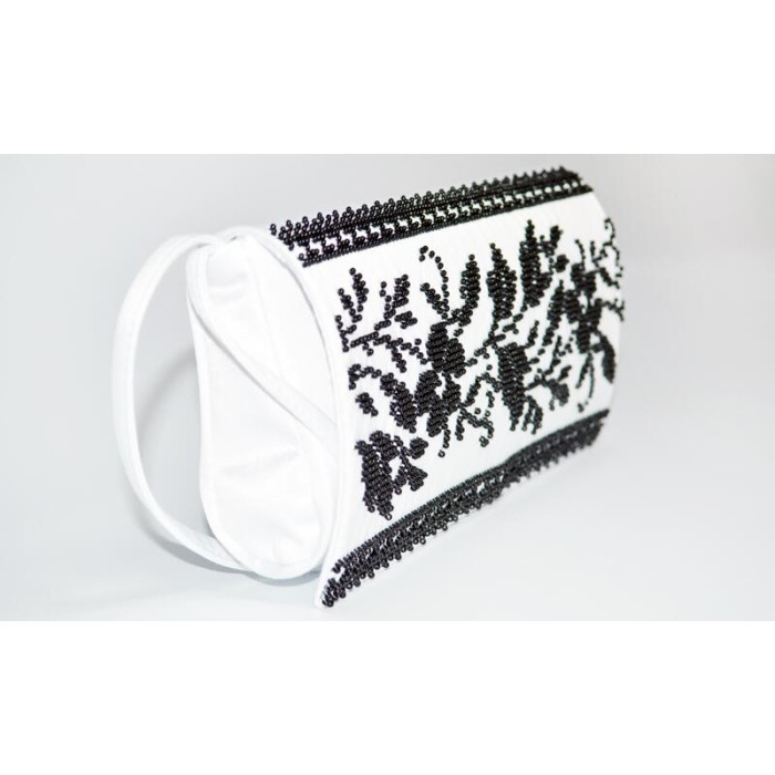 КЛ126дБ1301i Барвиста вишиванка Набір для вишивки друкованим хрестиком - Клатч Сокальська квітка 21x13 см домоткане полотно, білий