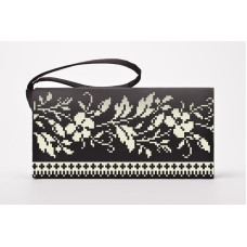 КЛ126хЧ1301 Барвиста вишиванка Заготовка для вишивки - Клатч Сокальська квітка 21x13 см батист, чорний