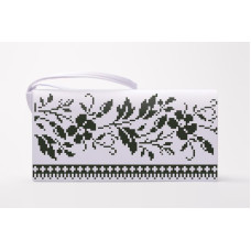 КЛ126кБ1301i Барвиста вишиванка Набір для вишивки друкованим хрестиком - Клатч Сокальська квітка 21x13 см атлас, білий