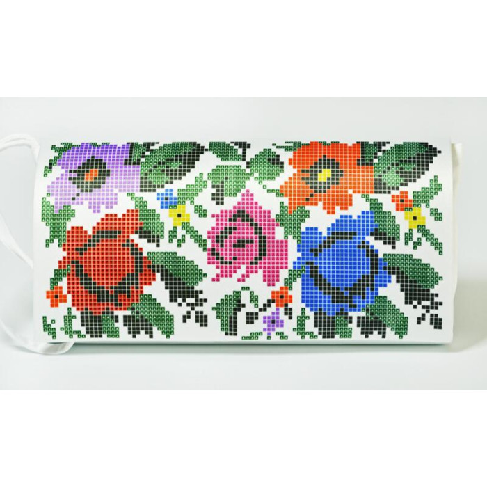 КЛ127лБ1301i Барвиста вишиванка Набір для вишивки друкованим хрестиком - Клатч Борщівська 21x13 см льон, білий