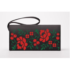 КЛ128дЧ1301k Барвиста вишиванка Набір для вишивки бісером - Клатч Борщівська 21x13 см домоткане полотно, чорний