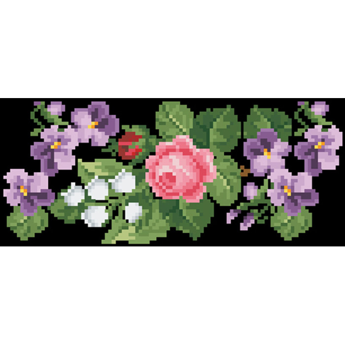 КЛ130кЧ1301i Барвиста вишиванка Набір для вишивки друкованим хрестиком - Клатч Ніжні квіти 21x13 см атлас, чорний