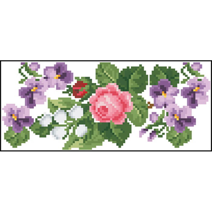 КЛ130лБ1301i Барвиста вишиванка Набір для вишивки друкованим хрестиком - Клатч Ніжні квіти 21x13 см льон, білий