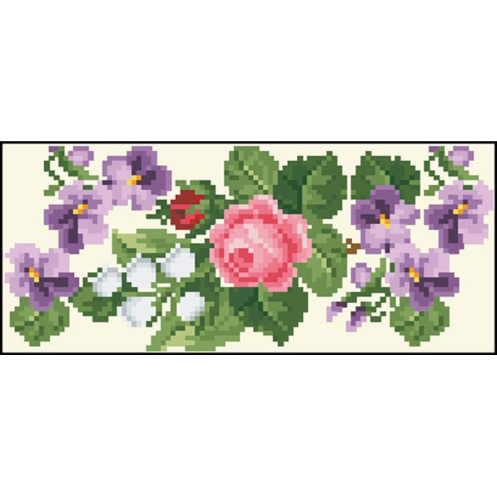 КЛ130лМ1301i Барвиста вишиванка Набір для вишивки друкованим хрестиком - Клатч Ніжні квіти 21x13 см льон, бежевий