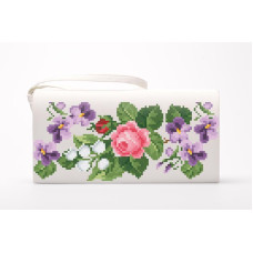 КЛ130лМ1301k Барвиста вишиванка Набір для вишивки бісером - Клатч Ніжні квіти 21x13 см льон, бежевий
