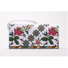 КЛ133лБ1301 Барвиста вишиванка Заготовка для вишивки - Клатч Сокальська весільна 21x13 см льон, білий