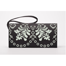 КЛ134кЧ1301 Барвиста вишиванка Заготовка для вишивки - Клатч Сокальська старовинна 21x13 см атлас, чорний