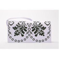 КЛ134шБ1301 Барвиста вишиванка Заготовка для вишивки - Клатч Сокальська старовинна 21x13 см шовк, білий