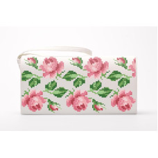 КЛ168кМ1301k Барвиста вишиванка Набір для вишивки бісером - Клатч Ніжні троянди 21x13 см атлас, бежевий