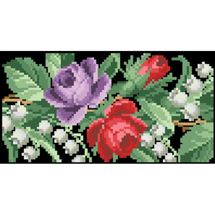 КЛ169шЧ1301i Барвиста вишиванка Набір для вишивки друкованим хрестиком - Клатч Троянди і конвалії 21x13 см шовк, чорний