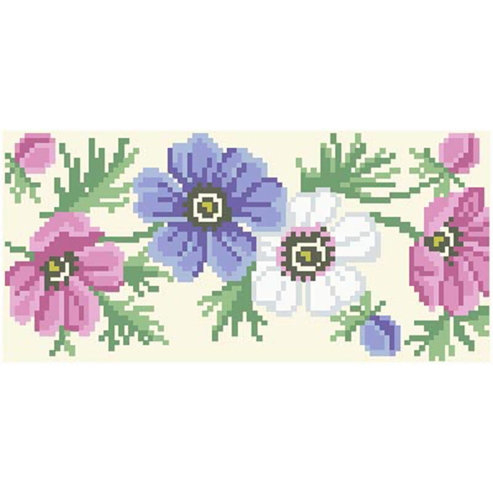 КЛ170кМ1301i Барвиста вишиванка Набір для вишивки друкованим хрестиком - Клатч Анемони 21x13 см атлас, бежевий