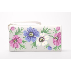 КЛ170кМ1301k Барвиста вишиванка Набір для вишивки бісером - Клатч Анемони 21x13 см атлас, бежевий